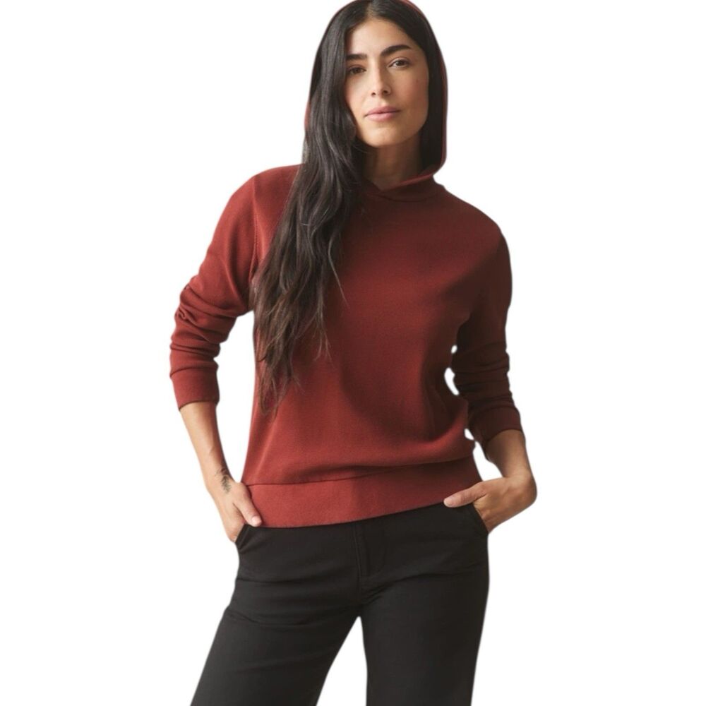 American Giant Thermal Hoodie Womens XS Russet Brown Lightweight Pullover NEW